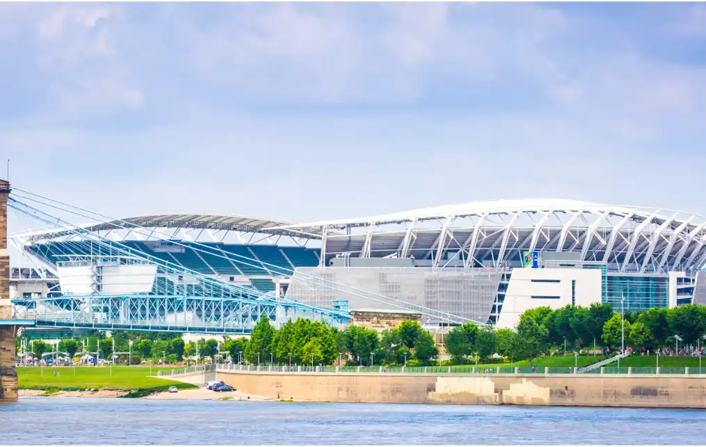 Large stadium and surrounding infrastructure, illustrating high-density environments where DAS performance depends on durable coaxial cable construction